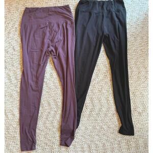 Women's Legging OS Always Soft‎ Brushed Mauve Black Tight Bundle One Size Lounge